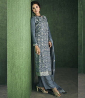 Grey Viscose Party Wear Salwar Kameez