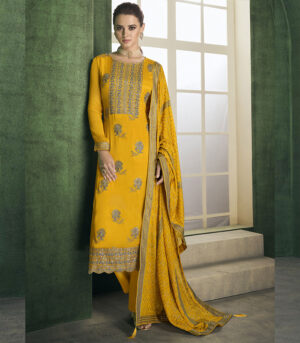 Yellow Viscose Party Wear Salwar Kameez