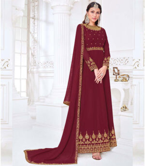 Maroon Georgette Anarkali Salwar Kameez