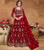 Red Net Anarkali Salwar Kameez