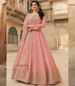 Baby Pink Silk Blend Anarkali Salwar Kameez