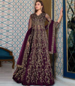 Wine Net Anarkali Salwar Kameez