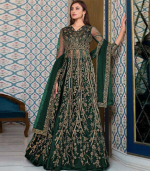 Green Net Anarkali Salwar Kameez