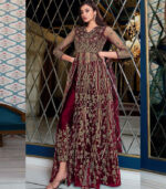 Maroon Net Anarkali Salwar Kameez