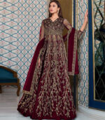 Maroon Net Anarkali Salwar Kameez