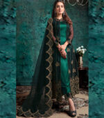 Dark Green Net Pakistani Salwar Kameez