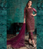 Wine Net Pakistani Salwar Kameez