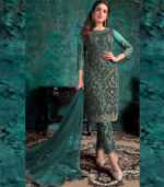 Dark Teal Net Pakistani Salwar Kameez