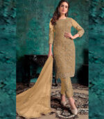 Cream Net Pakistani Salwar Kameez