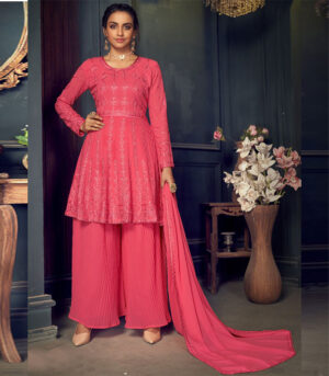 Pink Faux Georgette Diamond Designer Pakistani Suit