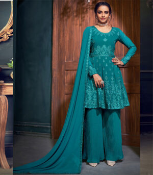 Faux Georgette Blue Diamond Designer Pakistani Salwar Suit
