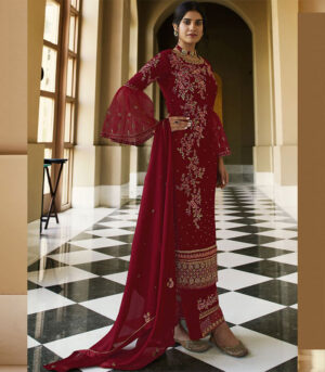 Maroon Georgette Pakistani Salwar Kameez