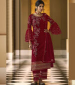 Maroon Georgette Pakistani Salwar Kameez