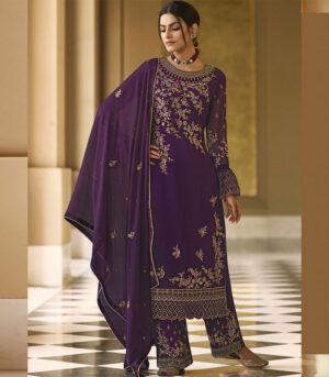 Purple Georgette Pakistani Salwar Kameez