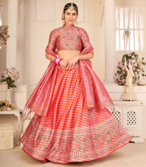 Multicolor Pure Rera Silk Digital Printed Work Lehenga Choli