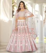 White Silk Thread with Sequence Embroidered Lehenga Choli