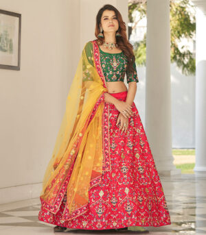 Red Silk Thread with Sequence Embroidered Lehenga Choli