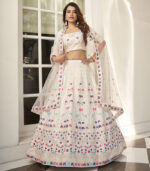 White Silk Thread with Sequence Embroidered Lehenga Choli