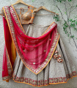 Off White Silk Party Wear Lehenga Choli