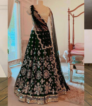 Dark Green Silk Party Wear Lehenga Choli
