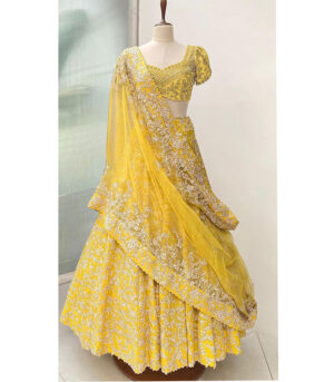 Yellow Silk Party Wear Lehenga Choli