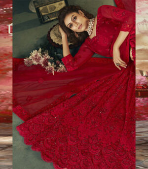 Bridal Red Embroidered Wedding Lehenga Choli