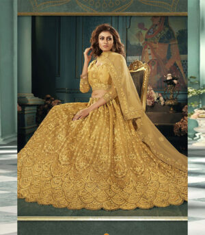 Yellow Embroidered Wedding Lehenga Choli