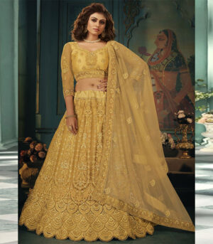 Yellow Embroidered Wedding Lehenga Choli