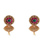 Beautiful Green Red And Gold Drop Earrings