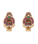 Gorgeous Red Green And Gold Chandbali Earrings