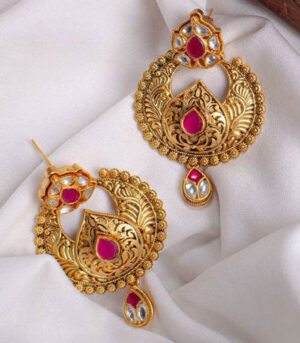 Chic Red And Gold Drop Earrings