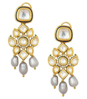 Enigmatic Kundan Polki Gold Enamelled Earrings