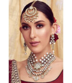 White Green And Gold Kundan Wedding Necklace Set