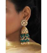 Green And Gold Kundan Tops Agate Drop Jhumka