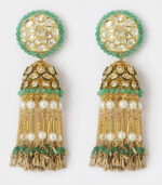 Vintage Green And Gold Tassel Jhumki