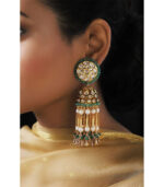 Vintage Green And Gold Tassel Jhumki