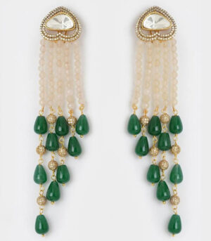 Green Lemon Yellow And Kundan Tops With Tassel