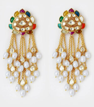 Multi Colored Kundan Tops With Shell Pearls Tassel