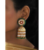 Green Red White Hydro Rubies Jhumka