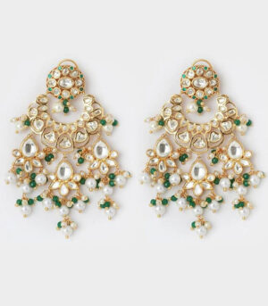 Micro Indulgance White And Green Modern Chandbali