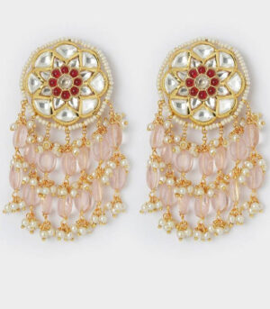 Pink White And Red Tassel Look A Like Jhumki