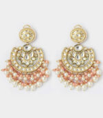 Floral White And Peach Modern Chandbali