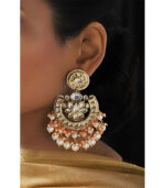 Floral White And Peach Modern Chandbali