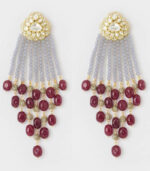 Modern Grey Red Jhumki With Golden Top