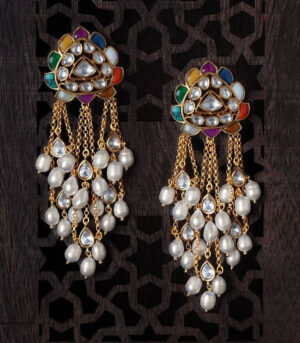 Multi Colored Kundan Tops With Shell Pearls Tassel