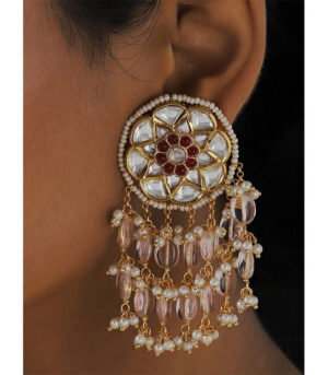 Pink White And Red Tassel Look A Like Jhumki