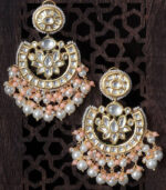 Floral White And Peach Modern Chandbali