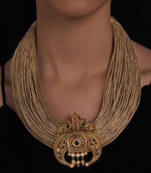 Jute Thread Necklace With Gold Plated Pendant