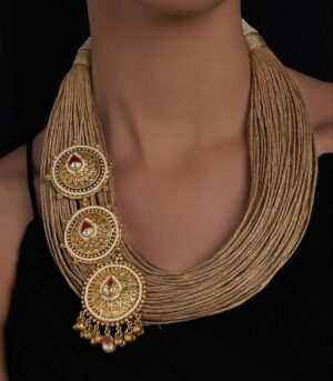 Jute Thread Necklace With Shell Pearls