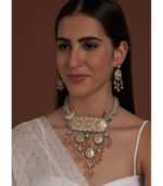 Meenakari Grey Necklace With Jade Drops